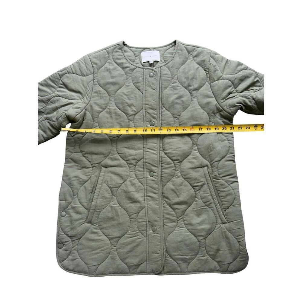 Women Lucky Brand Olive Green Quilted Utility Jacket Size M NWOT Fall scalloped - Picture 2 of 5